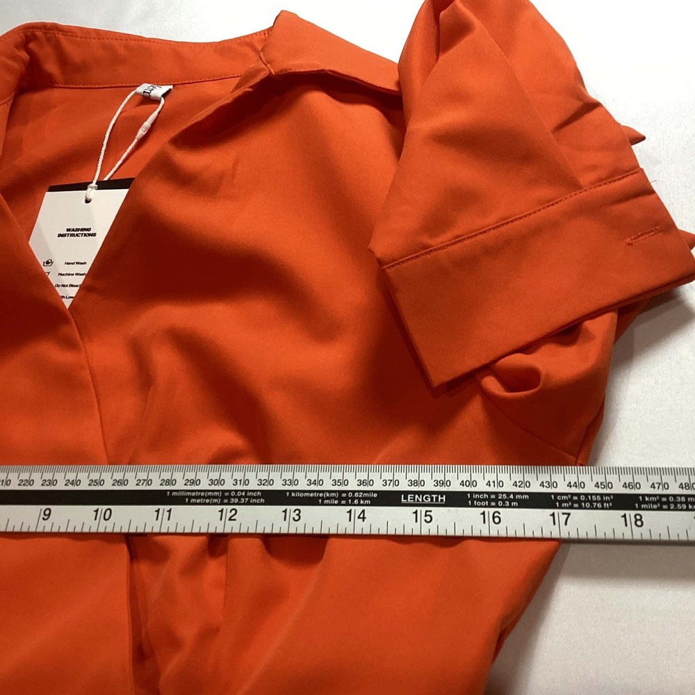 Mermaigirl Women Dress Size M Orange Long Sleeve Belted Wrap Midi Dress NWT - Picture 4 of 11